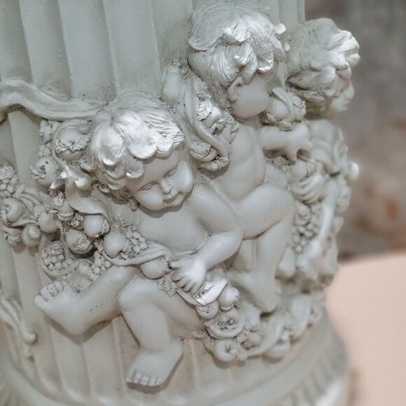 Decorative Column Pillar Plaster Cherub Carving Putti Floral Leafy Motif - Picture 11 of 13